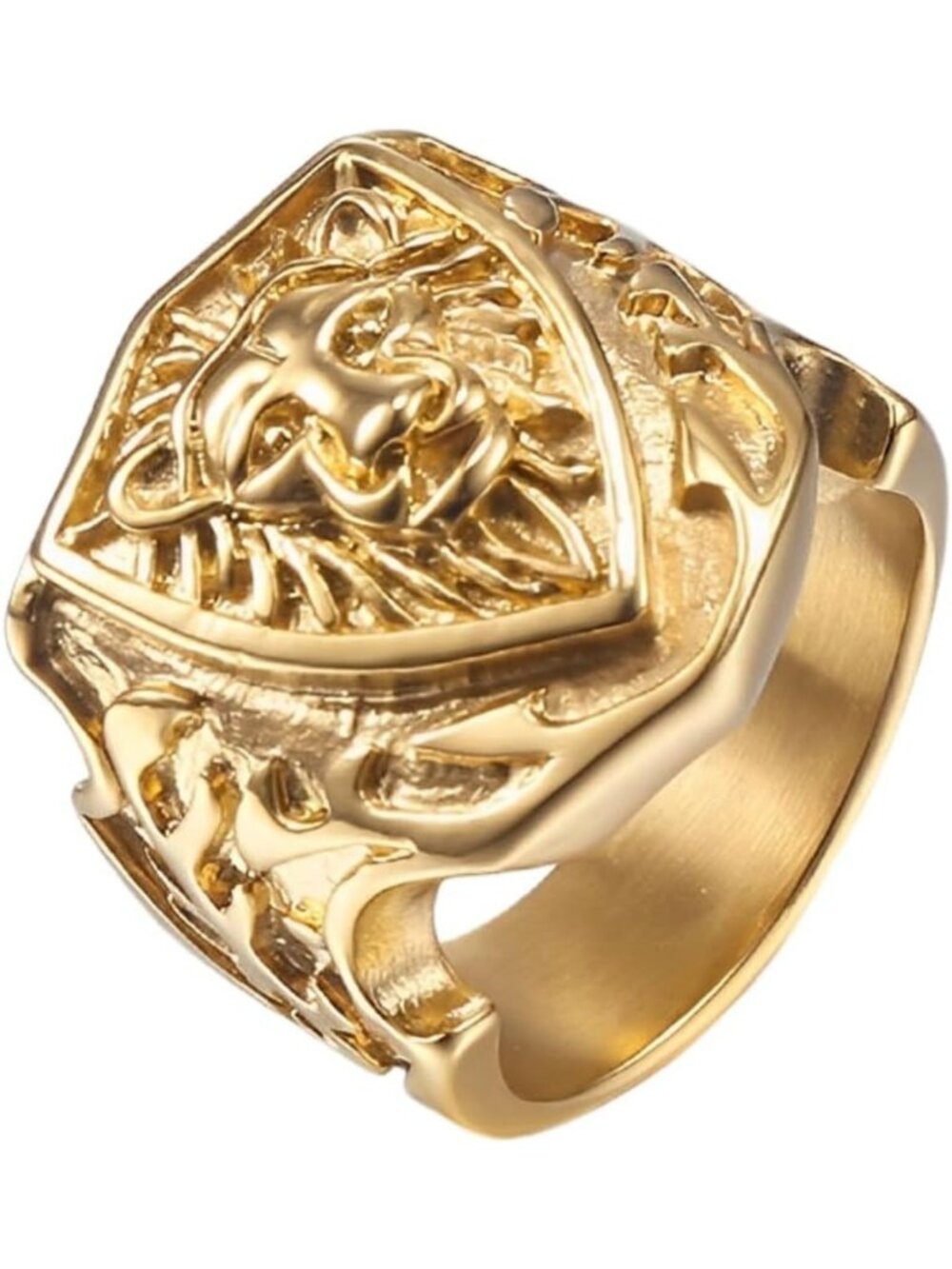 Vintage Lion Shield Ring for Men | Classic Punk Warrior Jewelry | Antique Lion